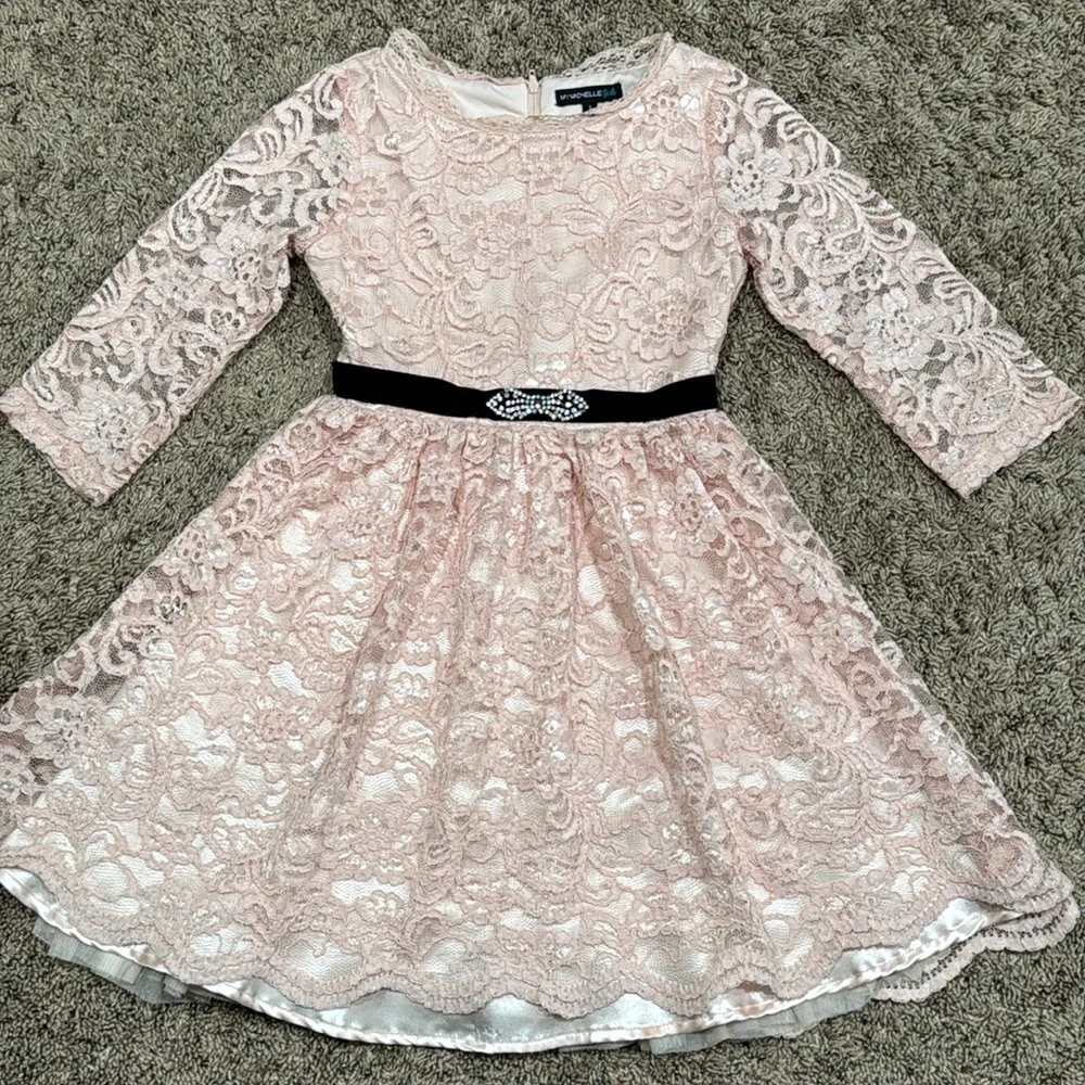 My Michelle Girl Lace Pink Dress Size 8
